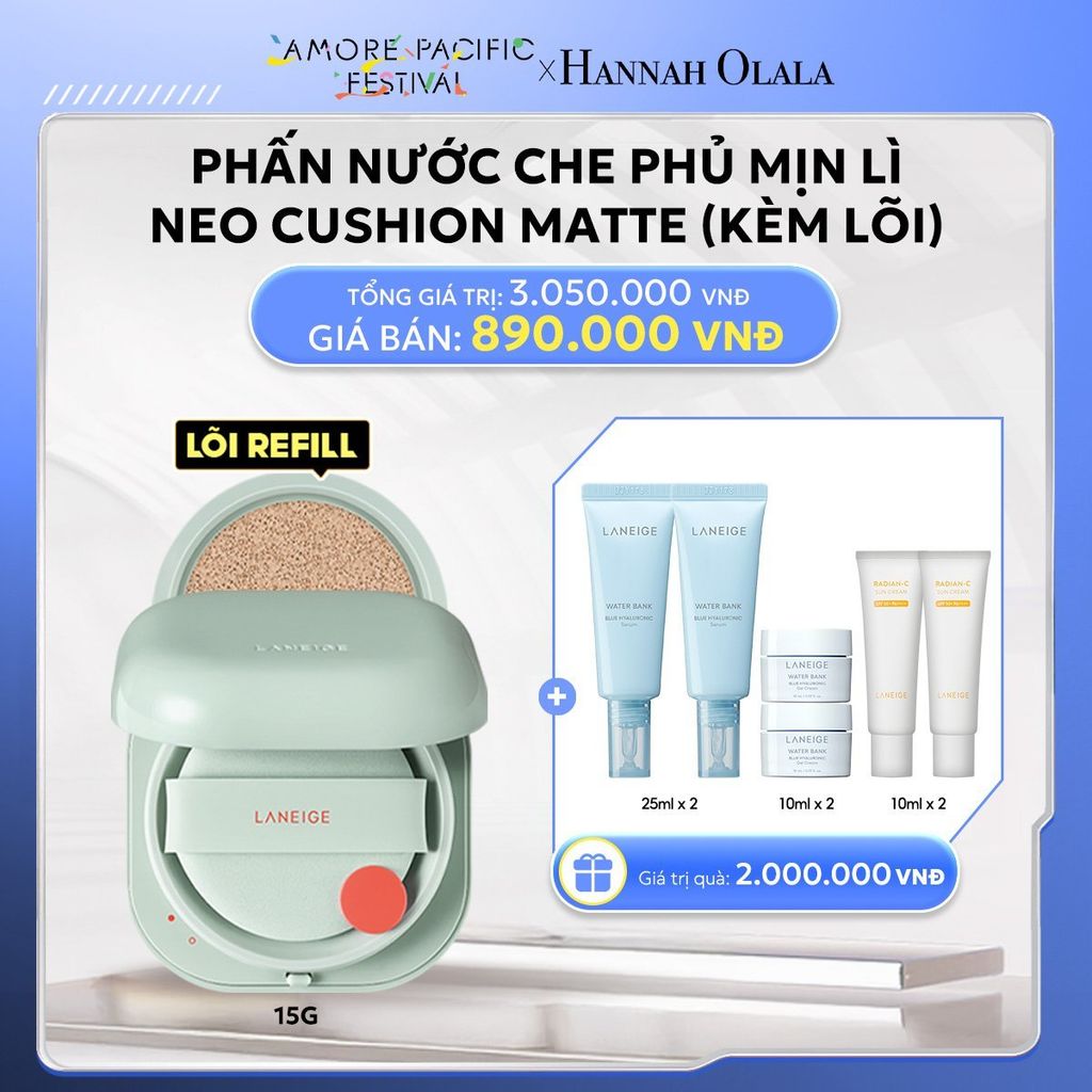  DEAL 9A: PHẤN NƯỚC CHE PHỦ MUA 1 PHẤN NƯỚC CHE PHỦ MỊN LÌ, MỎNG NHẸ 50H NEO CUSHION MATTE (KÈM LÕI) CHỌN MÀU 