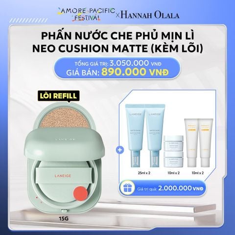  DEAL 9A: PHẤN NƯỚC CHE PHỦ MUA 1 PHẤN NƯỚC CHE PHỦ MỊN LÌ, MỎNG NHẸ 50H NEO CUSHION MATTE (KÈM LÕI) CHỌN MÀU 