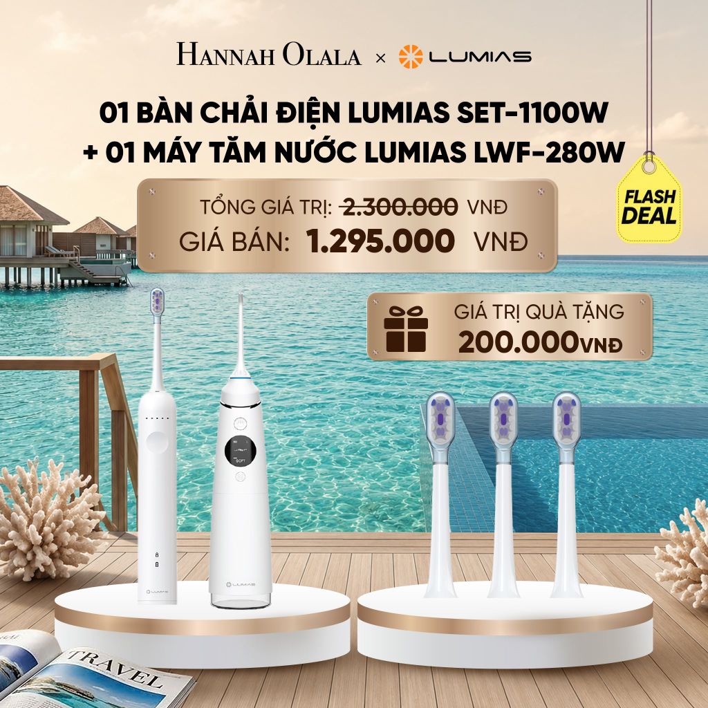 COMBO CHĂM SÓC RĂNG MIỆNG: 01 BÀN CHẢI ĐIỆN LUMIAS SET-1100W + 01 MÁY TĂM NƯỚC LUMIAS LWF-280W (DUNG TÍCH 280ML) - DEAL 4_ D1803 