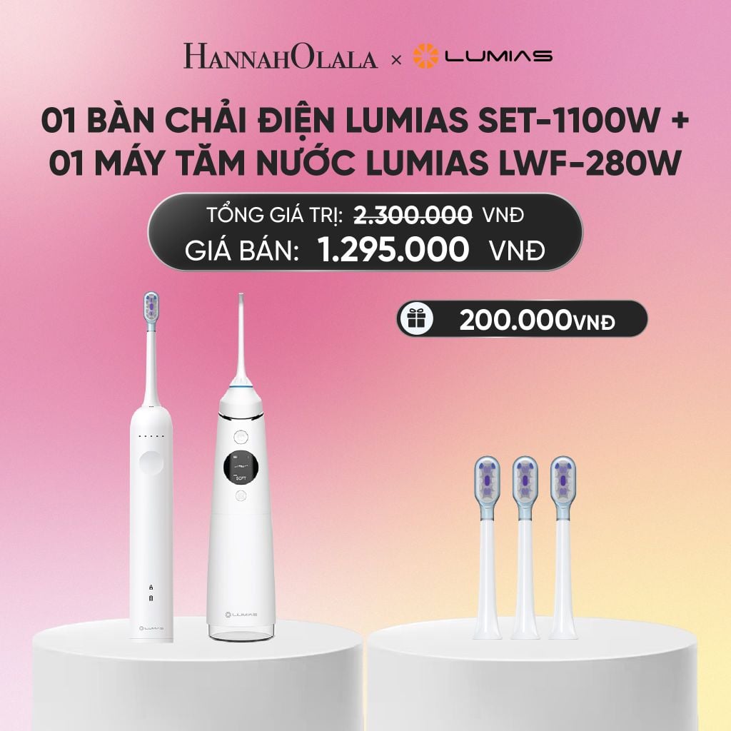  DEAL 4: COMBO CHĂM SÓC RĂNG MIỆNG: 01 BÀN CHẢI ĐIỆN LUMIAS SET-1100W + 01 MÁY TĂM NƯỚC LUMIAS LWF-280W (DUNG TÍCH 280ML)_A1199 