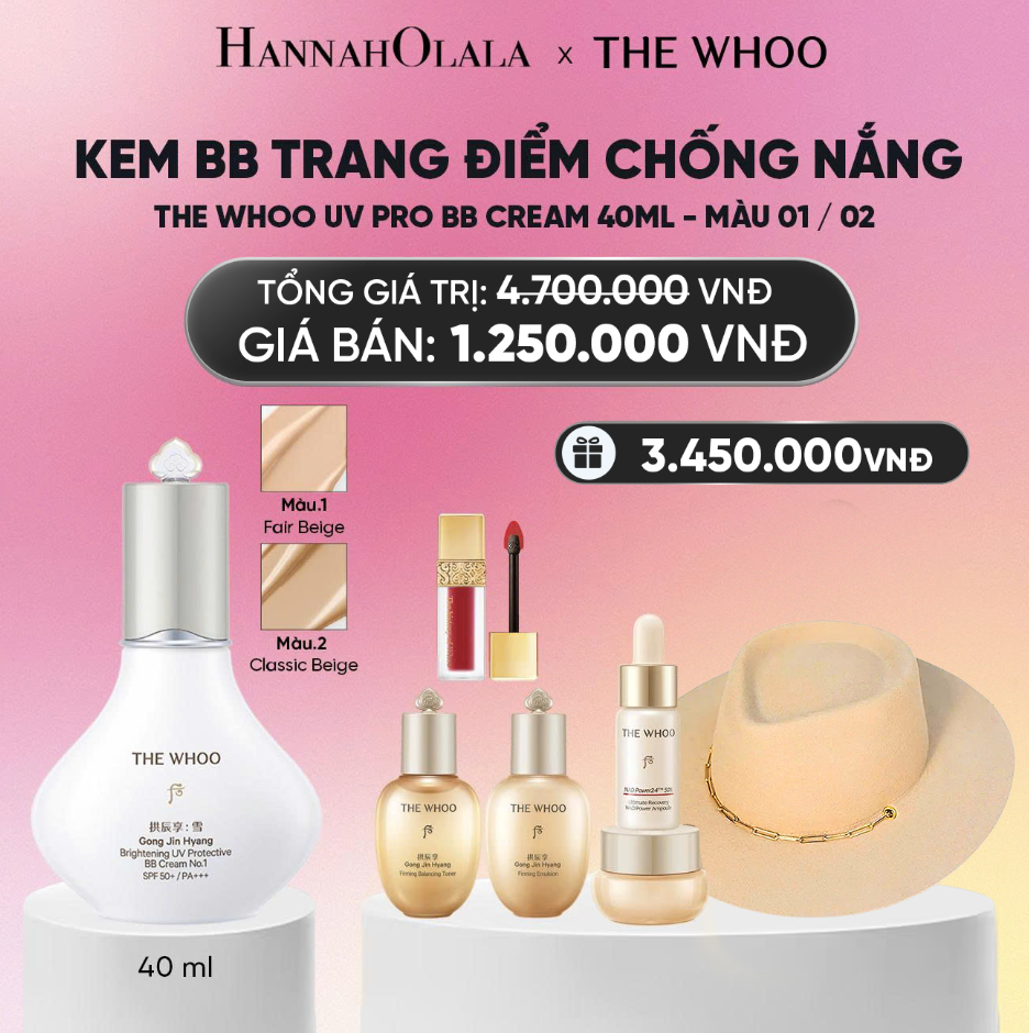  KEM BB TRANG ĐIỂM CHỐNG NẮNG WHOO GONGJINHYANG BRIGHT UV PRO BB CREAM 40ML_A174 