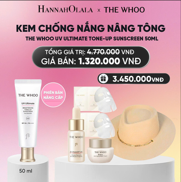  PHIÊN BẢN NÂNG CẤP - BỘ KEM CHỐNG NẮNG NÂNG TÔNG THE WHOO UV ULTIMATE BRIGHTENING TONE-UP SUNSCREEN 50ML - DEAL BK_A168 