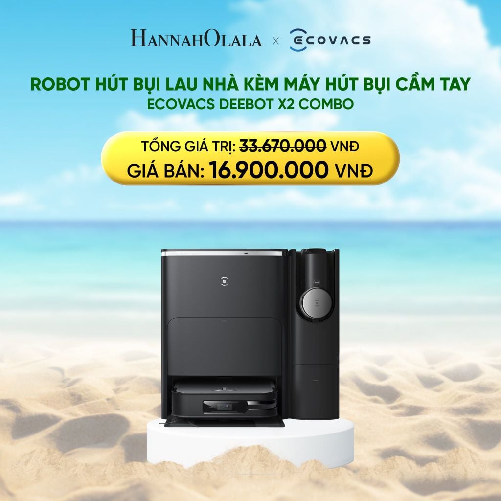  DEAL 5 (COMBO 2 TRONG 1): ROBOT HÚT BỤI LAU NHÀ KÈM MÁY HÚT BỤI CẦM TAY ECOVACS DEEBOT X2 COMBO 