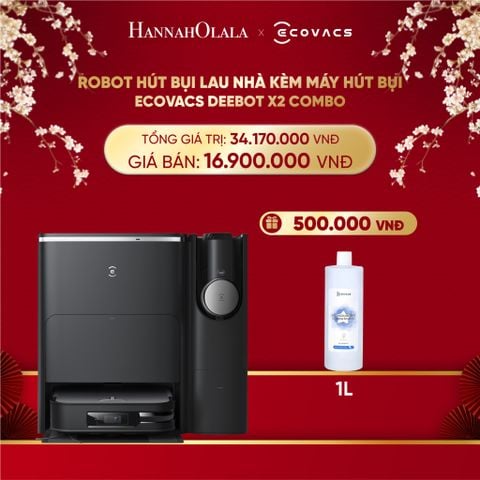  DEAL 10 (combo 2 trong 1): ROBOT HÚT BỤI LAU NHÀ KÈM MÁY HÚT BỤI CẦM TAY ECOVACS DEEBOT X2 COMBO 