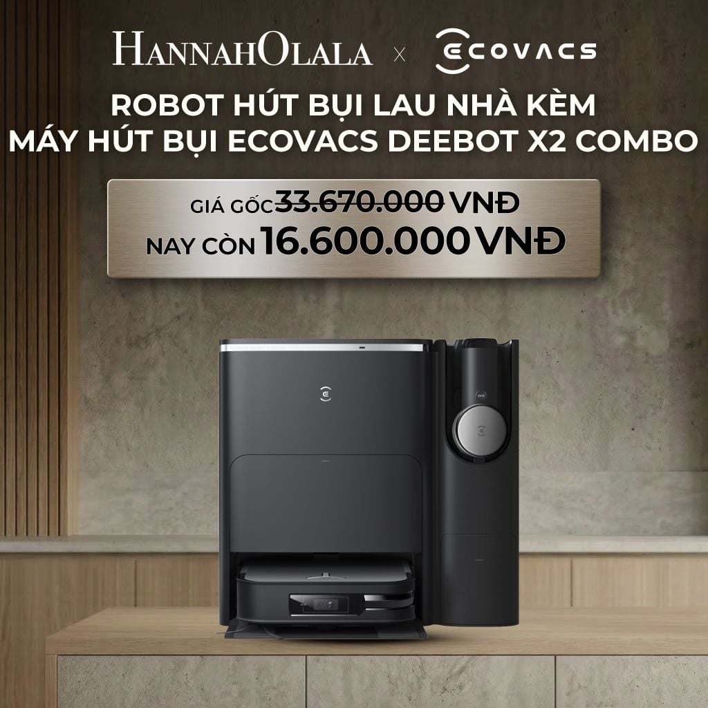  DEAL 5 (COMBO 2 TRONG 1): ROBOT HÚT BỤI LAU NHÀ KÈM MÁY HÚT BỤI CẦM TAY ECOVACS DEEBOT X2 COMBO 