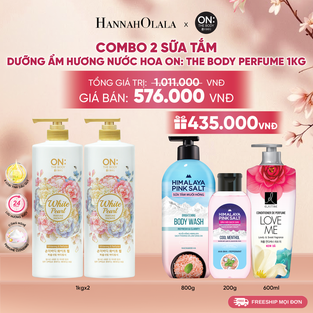  COMBO 2 SỮA TẮM DƯỠNG ẨM HƯƠNG NƯỚC HOA ON: THE BODY PERFUME 1KG - A555 