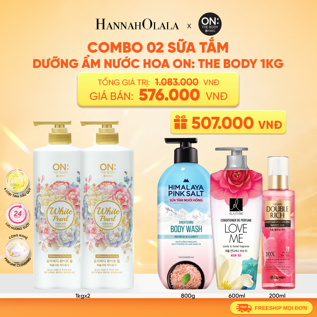  COMBO 2 SỮA TẮM DƯỠNG ẨM HƯƠNG NƯỚC HOA ON: THE BODY PERFUME 1KG 