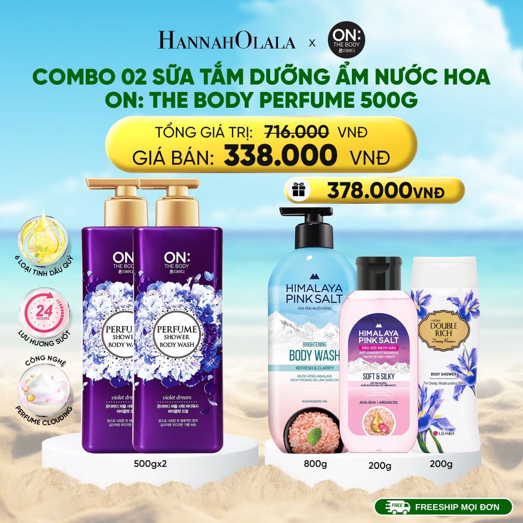  DEAL 03: COMBO 02 SỮA TẮM DƯỠNG ẨM HƯƠNG NƯỚC HOA ON: THE BODY PERFUME 500G 