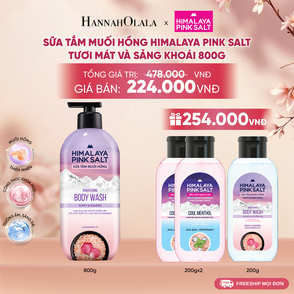  SỮA TẮM MUỐI HỒNG HIMALAYA PINK SALT TƯƠI MÁT VÀ SẢNG KHOÁI 800G 
