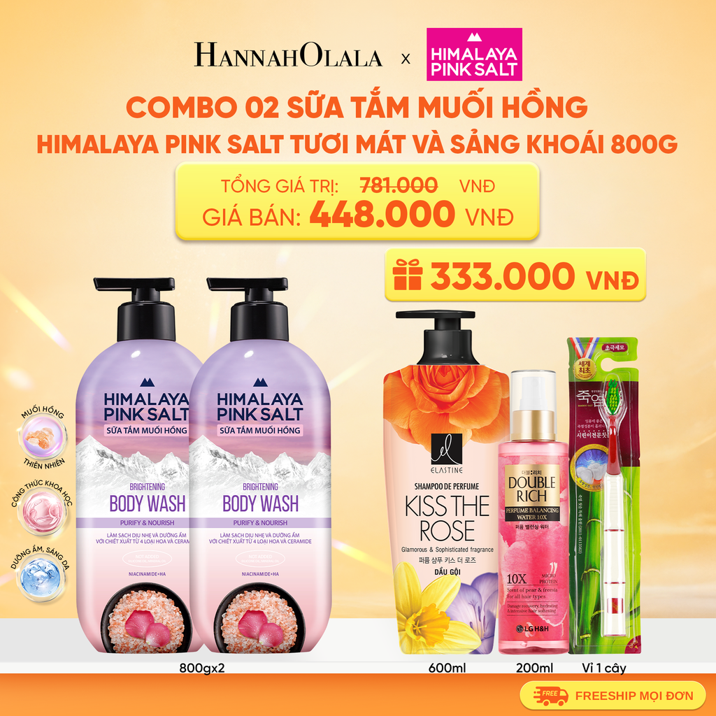  COMBO 02 SỮA TẮM MUỐI HỒNG HIMALAYA PINK SALT TƯƠI MÁT VÀ SẢNG KHOÁI 800G 