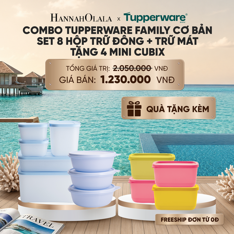 COMBO TUPPERWARE FAMILY CƠ BẢN SET 8 HỘP TRỮ ĐÔNG + TRỮ MÁT TẶNG 4 MINI CUBIX_ D2016 