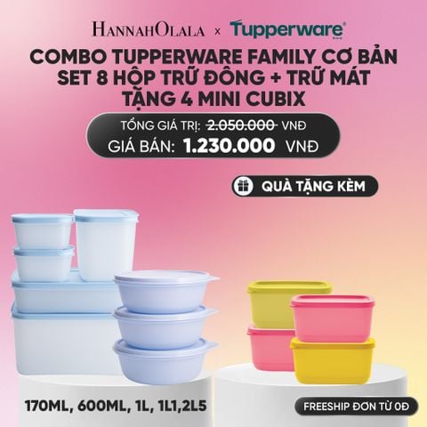  COMBO TUPPERWARE FAMILY CƠ BẢN SET 8 HỘP TRỮ ĐÔNG + TRỮ MÁT TẶNG 4 MINI CUBIX_A300 