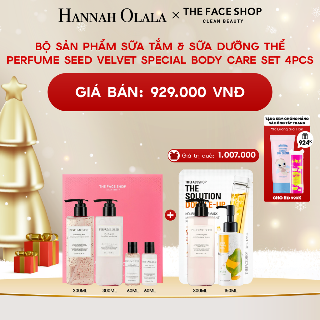  A881_DEAL 10: BỘ SẢN PHẨM SỮA TẮM & SỮA DƯỠNG THỂ PERFUME SEED VELVET SPECIAL BODY CARE SET 4PCS 