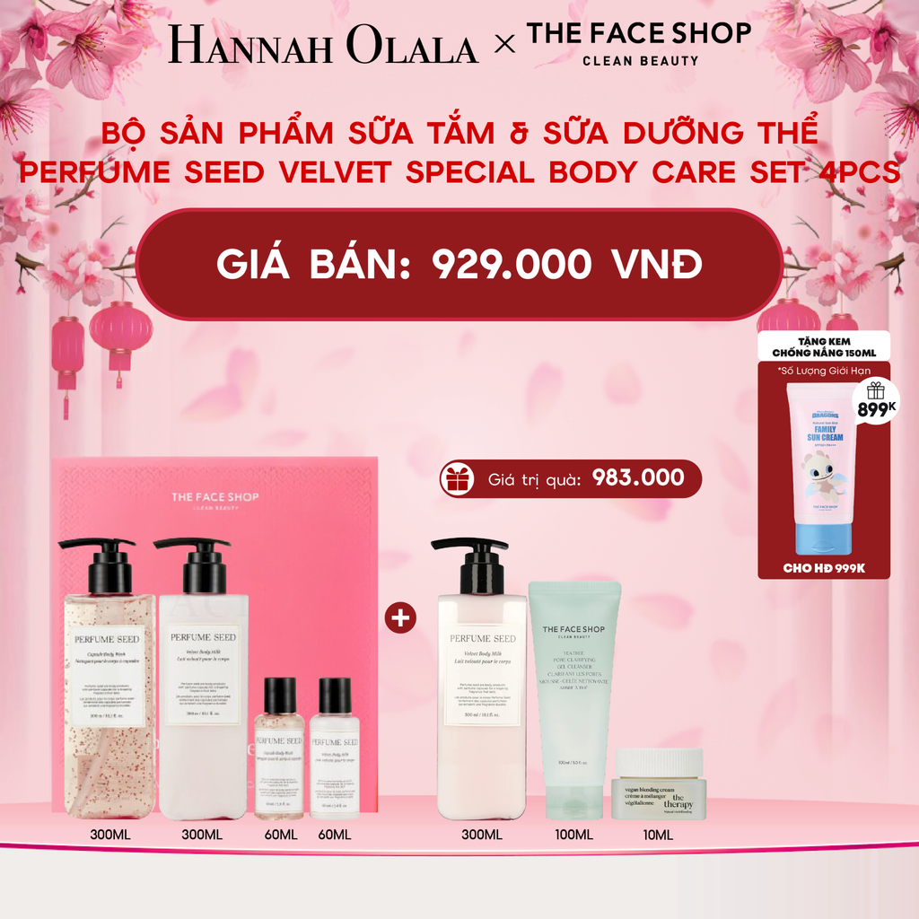  DEAL 10: BỘ SẢN PHẨM SỮA TẮM & SỮA DƯỠNG THỂ PERFUME SEED VELVET SPECIAL BODY CARE SET 4PCS 