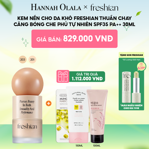  C95_DEAL 3: KEM NỀN CHO DA KHÔ FRESHIAN THUẦN CHAY CĂNG BÓNG CHE PHỦ TỰ NHIÊN SPF35 PA++ 30ML 