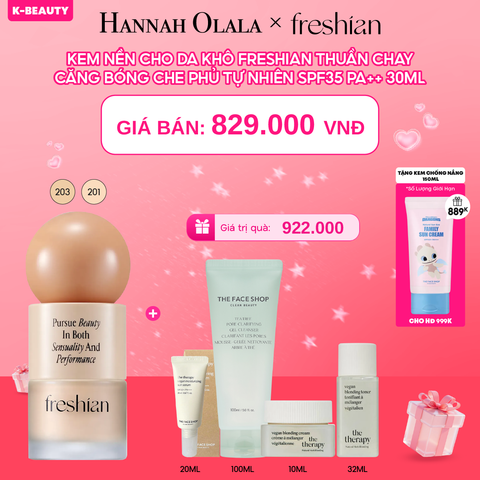  DEAL 2: KEM NỀN CHO DA KHÔ FRESHIAN THUẦN CHAY CĂNG BÓNG CHE PHỦ TỰ NHIÊN SPF35 PA++ 30ML 