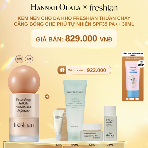  DEAL 2: KEM NỀN CHO DA KHÔ FRESHIAN THUẦN CHAY CĂNG BÓNG CHE PHỦ TỰ NHIÊN SPF35 PA++ 30ML 