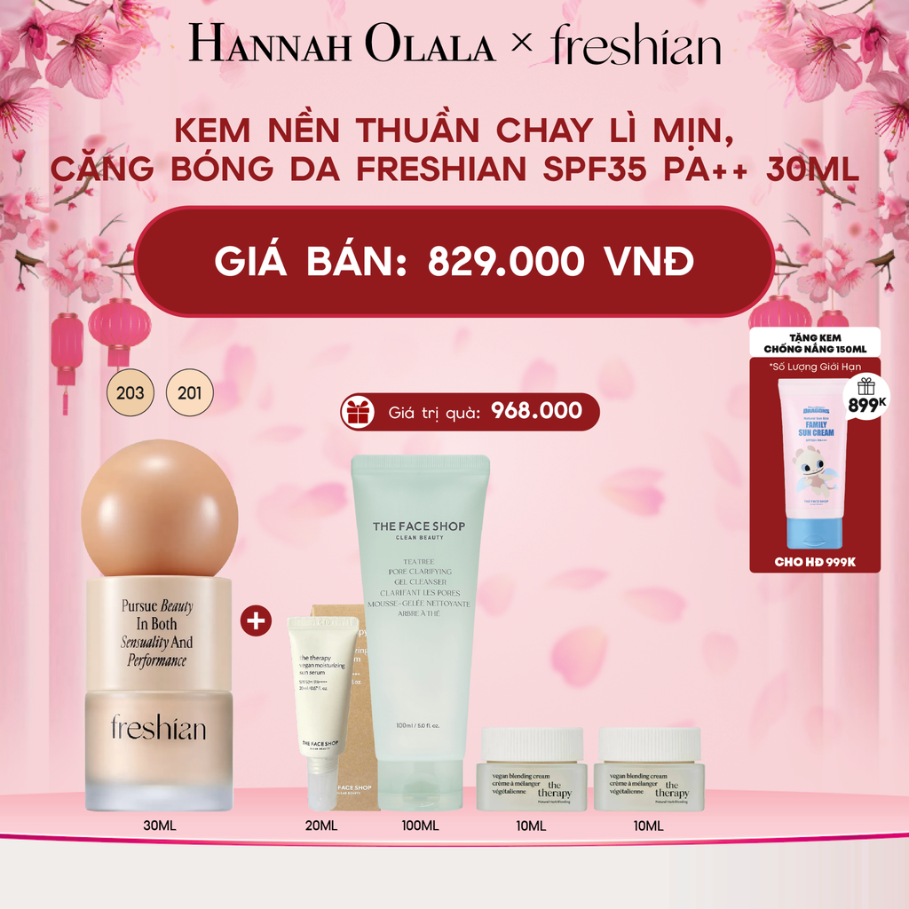  DEAL 2: KEM NỀN THUẦN CHAY LÌ MỊN, CĂNG BÓNG DA FRESHIAN SPF35 PA++ 30ML 