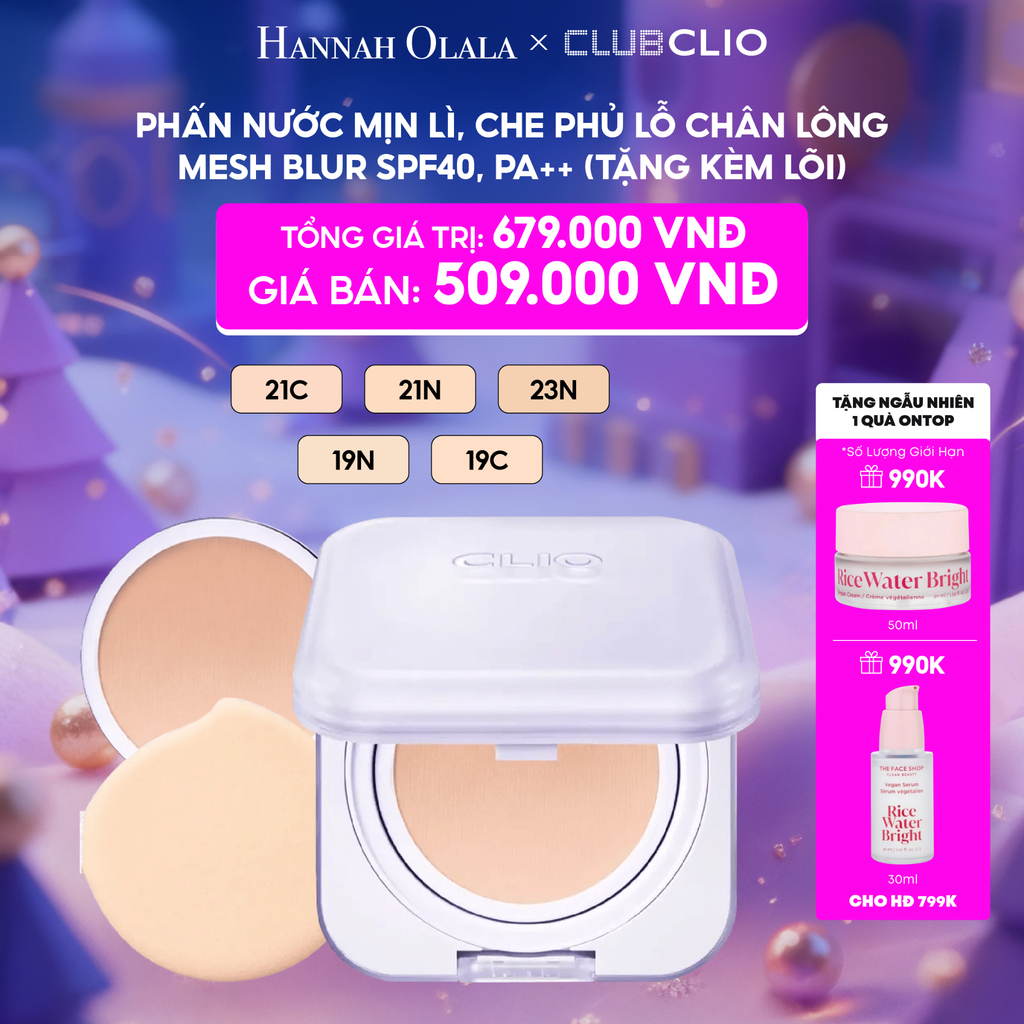  E30_DEAL 1: PHẤN NƯỚC MỊN LÌ, CHE PHỦ LỖ CHÂN LÔNG CLIO KILL COVER MESH BLUR CUSHION (TẶNG KÈM LÕI) 