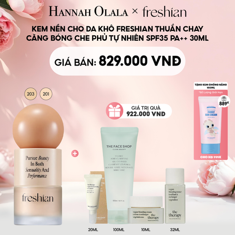  E994: DEAL 2: KEM NỀN CHO DA KHÔ FRESHIAN THUẦN CHAY CĂNG BÓNG CHE PHỦ TỰ NHIÊN SPF35 PA++ 30ML 