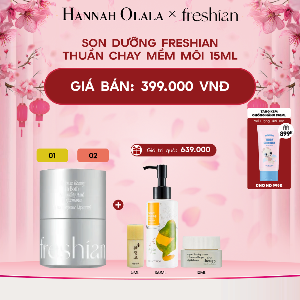  DEAL 3: SON DƯỠNG FRESHIAN THUẦN CHAY MỀM MÔI 15ML 
