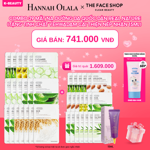 DEAL 1: COMBO 39 MẶT NẠ DƯỠNG DA QUỐC DÂN REAL NATURE CHO MỌI LOẠI DA 