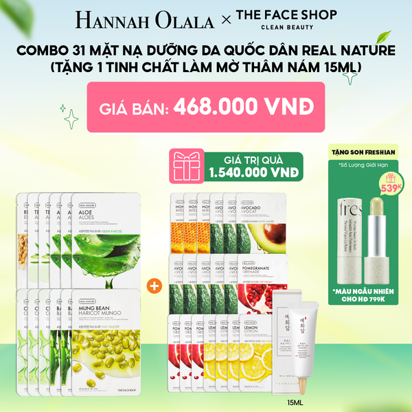  C124_DEAL 1: COMBO 31 MẶT NẠ DƯỠNG DA QUỐC DÂN REAL NATURE 