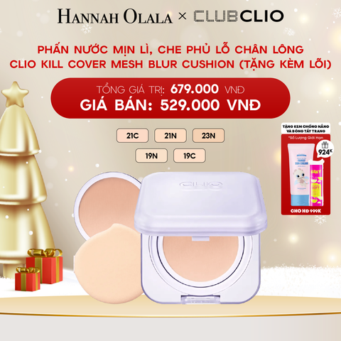  A804_DEAL 1: PHẤN NƯỚC MỊN LÌ, CHE PHỦ LỖ CHÂN LÔNG CLIO KILL COVER MESH BLUR CUSHION (TẶNG KÈM LÕI) 
