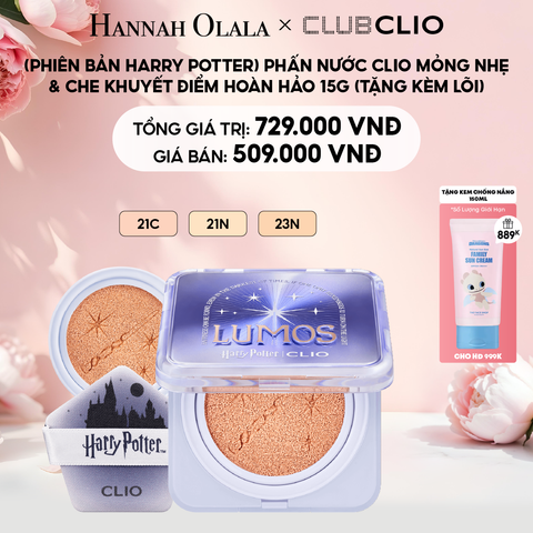  E686: DEAL 1: (PHIÊN BẢN HARRY POTTER) PHẤN NƯỚC CLIO MỎNG NHẸ & CHE KHUYẾT ĐIỂM HOÀN HẢO 15G (TẶNG KÈM LÕI) 
