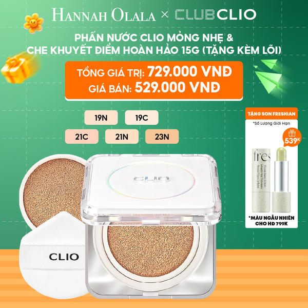  C44_DEAL 2: PHẤN NƯỚC CLIO MỎNG NHẸ & CHE KHUYẾT ĐIỂM HOÀN HẢO 15G (TẶNG KÈM LÕI) 