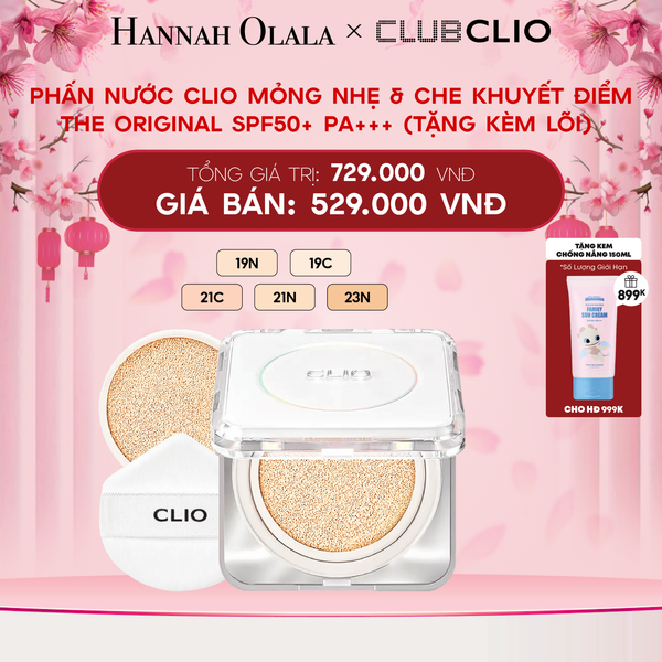  A1252_DEAL 2: PHẤN NƯỚC CLIO MỎNG NHẸ & CHE KHUYẾT ĐIỂM THE ORIGINAL SPF50+ PA+++ (TẶNG KÈM LÕI) 
