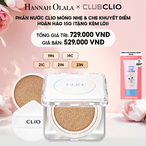  E689: DEAL 2: PHẤN NƯỚC CLIO MỎNG NHẸ & CHE KHUYẾT ĐIỂM HOÀN HẢO 15G (TẶNG KÈM LÕI) 