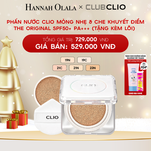  A814_DEAL 2: PHẤN NƯỚC CLIO MỎNG NHẸ & CHE KHUYẾT ĐIỂM THE ORIGINAL SPF50+ PA+++ (TẶNG KÈM LÕI) 