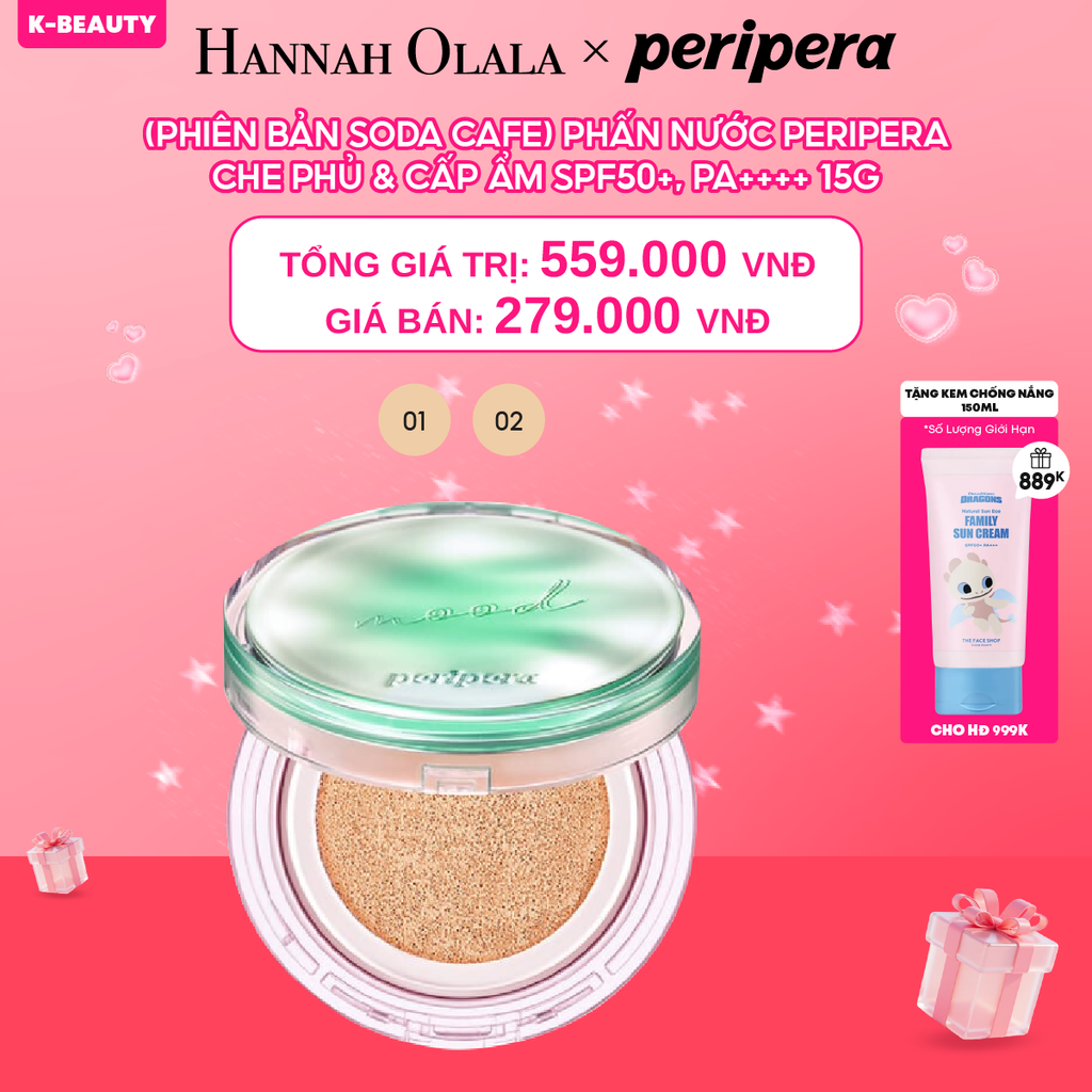  DEAL 1: (PHIÊN BẢN SODA CAFE) PHẤN NƯỚC PERIPERA CHE PHỦ & CẤP ẨM MOOD FIT COVER CUSHION 15G 