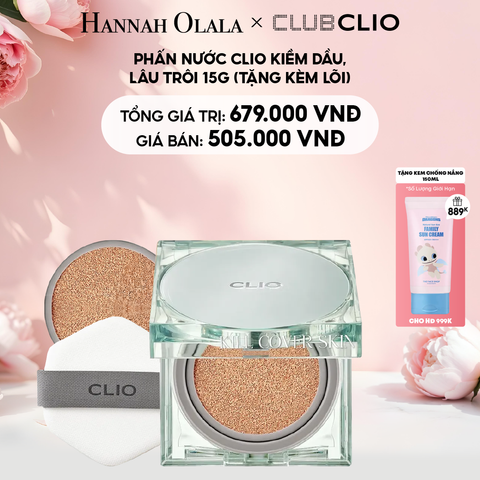  E696: DEAL 4: PHẤN NƯỚC CLIO KIỀM DẦU, LÂU TRÔI 15G MÀU 21N LINEN (TẶNG KÈM LÕI) 
