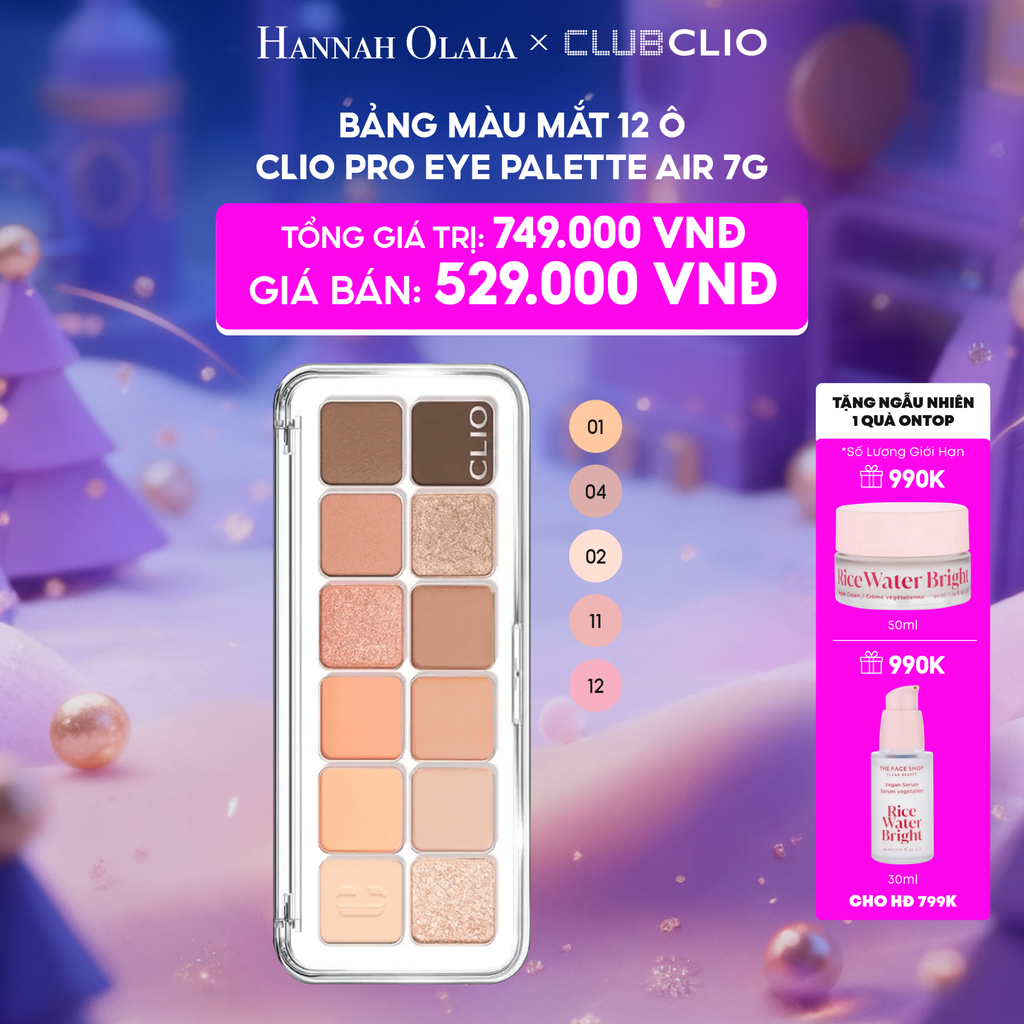  E47_DEAL 6: BẢNG MÀU MẮT 12 Ô CLIO PRO EYE PALETTE AIR 7G 