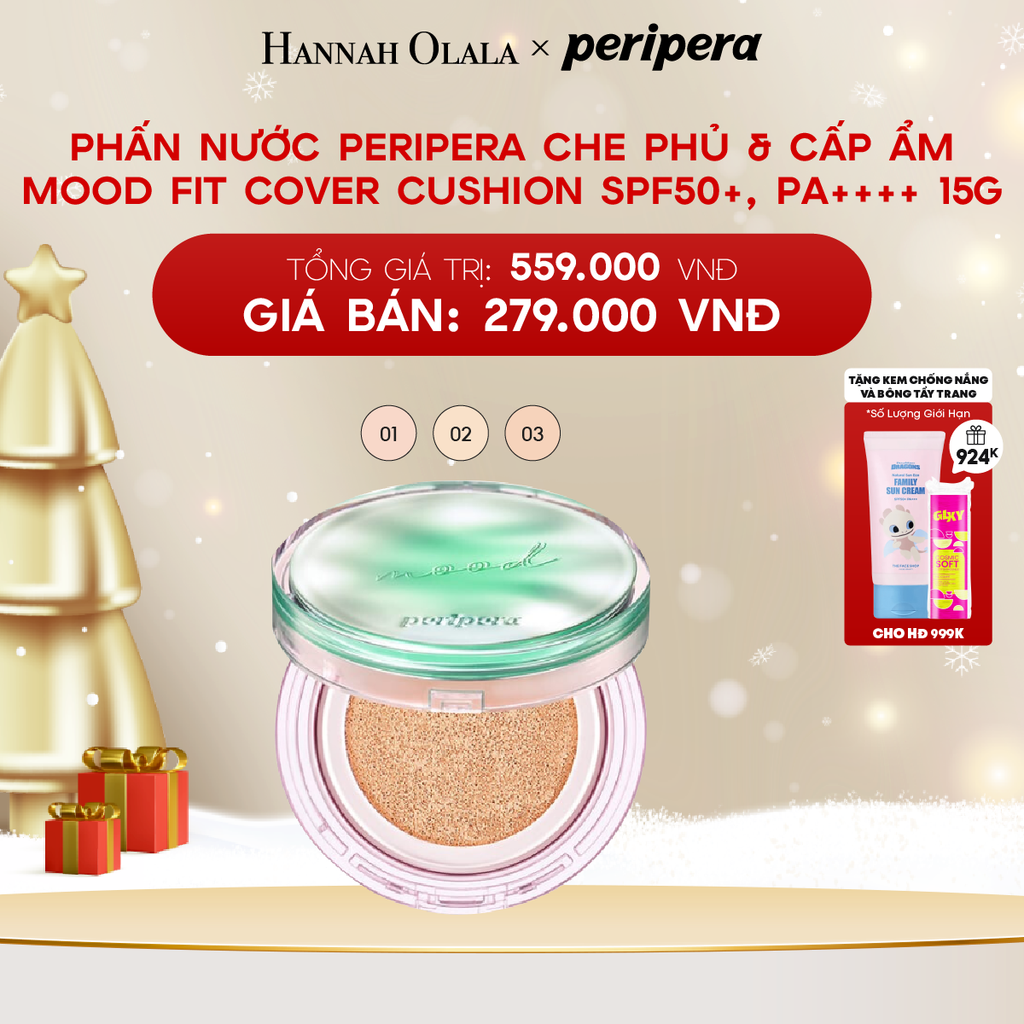  A868_DEAL 1: PHẤN NƯỚC PERIPERA CHE PHỦ & CẤP ẨM MOOD FIT COVER CUSHION SPF50+, PA++++ 15G 