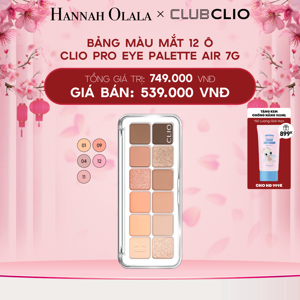  DEAL 6: BẢNG MÀU MẮT 12 Ô CLIO PRO EYE PALETTE AIR 7G 