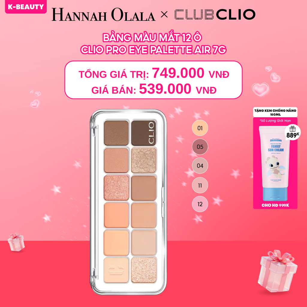  DEAL 8: BẢNG MÀU MẮT 12 Ô CLIO PRO EYE PALETTE AIR 7G 