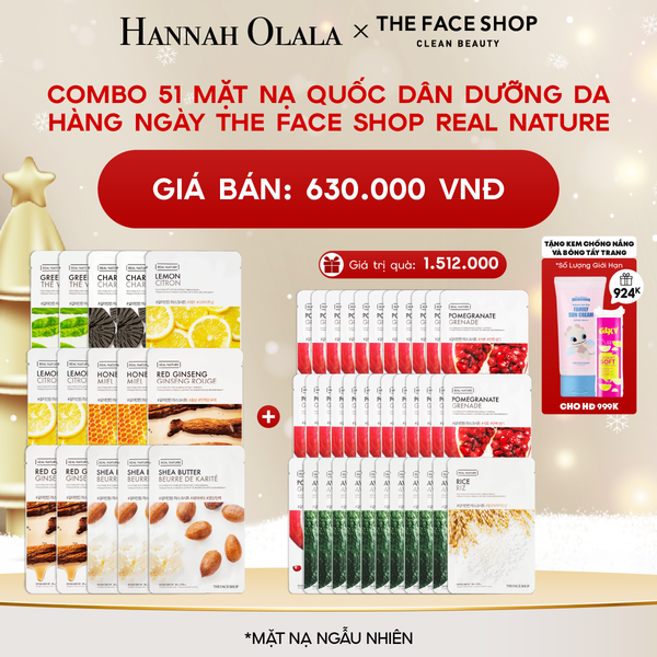  A251_DEAL 2: COMBO 51 MẶT NẠ QUỐC DÂN DƯỠNG DA HÀNG NGÀY THE FACE SHOP REAL NATURE 