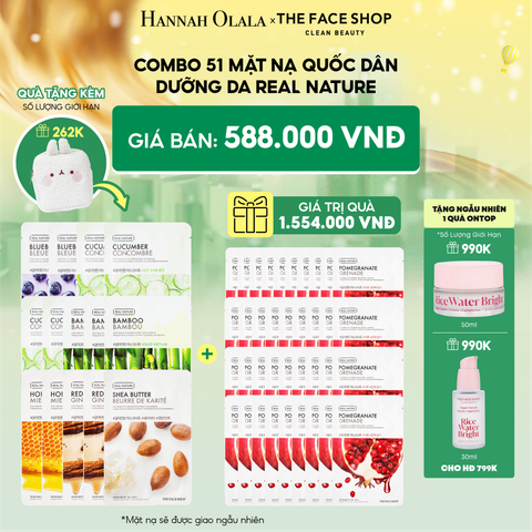  E109_DEAL 2: COMBO 51 MẶT NẠ QUỐC DÂN DƯỠNG DA HÀNG NGÀY THE FACE SHOP REAL NATURE 