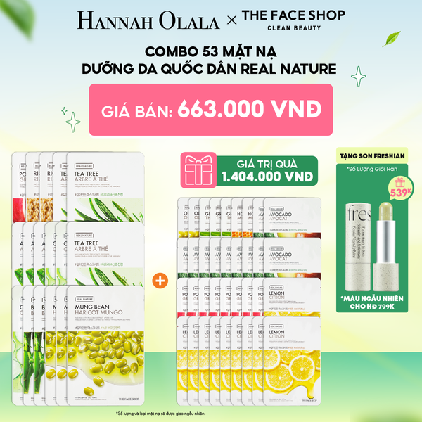  C131_DEAL 2: COMBO 53 MẶT NẠ DƯỠNG DA QUỐC DÂN REAL NATURE 