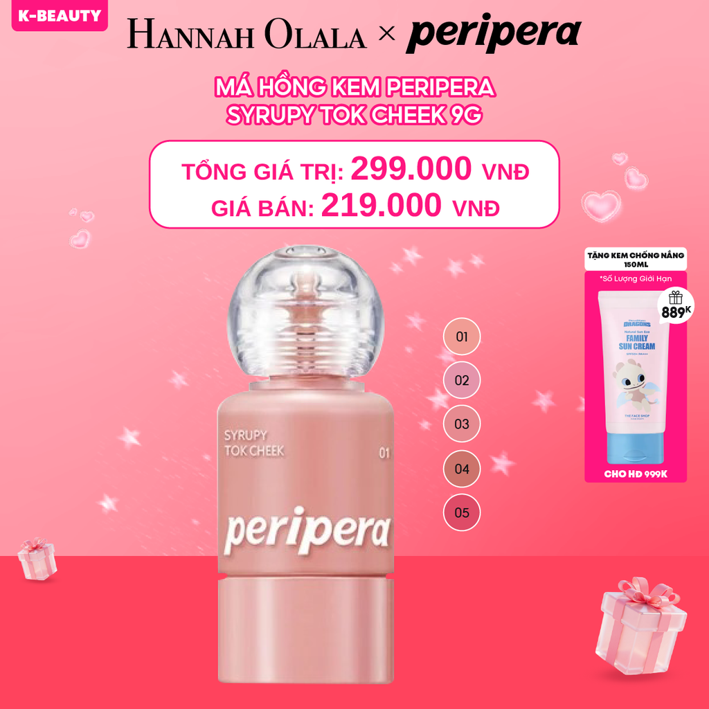  DEAL 3: MÁ HỒNG KEM PERIPERA SYRUPY TOK CHEEK 9G 