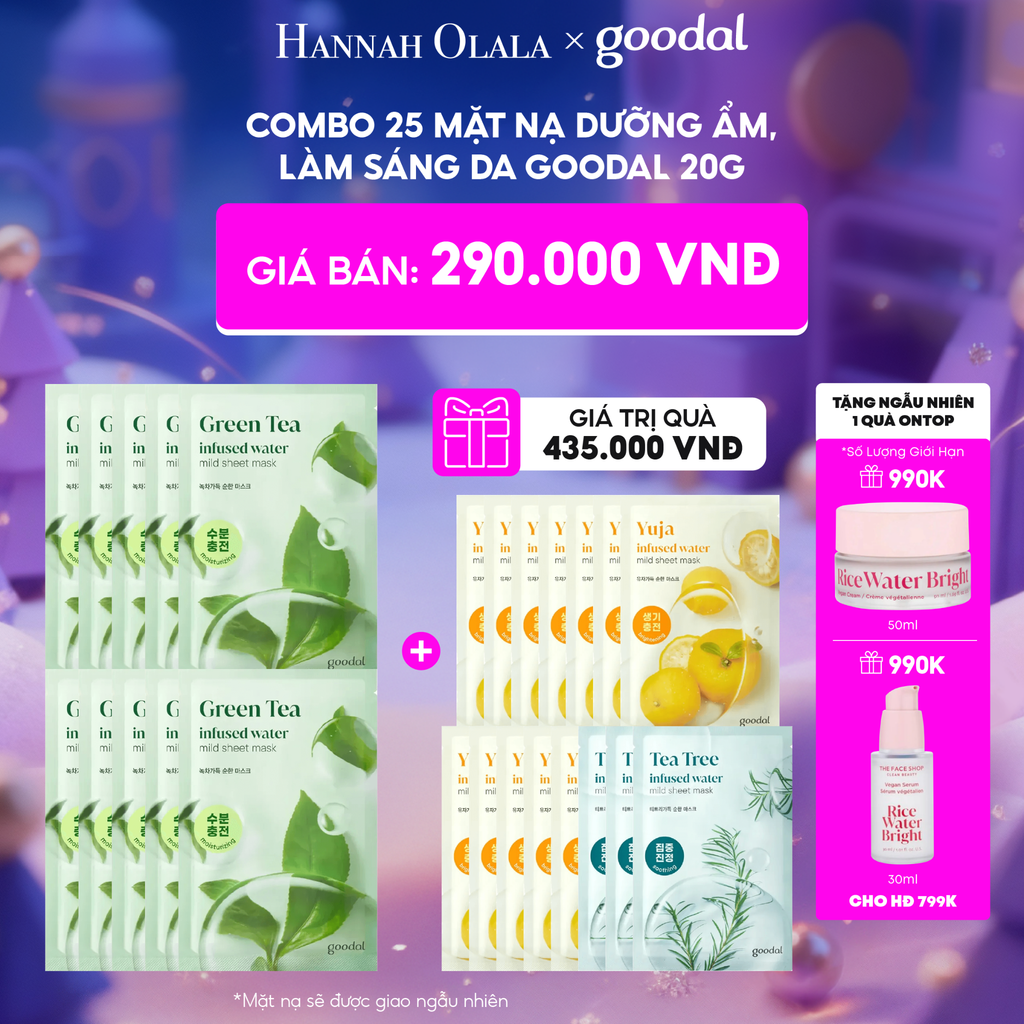  E85_DEAL 2: COMBO 25 MẶT NẠ DƯỠNG ẨM, LÀM SÁNG DA GOODAL 20G 