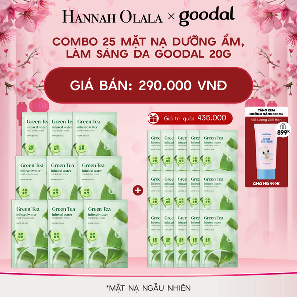  A1297_DEAL 2: COMBO 25 MẶT NẠ DƯỠNG ẨM, LÀM SÁNG DA GOODAL 20G 