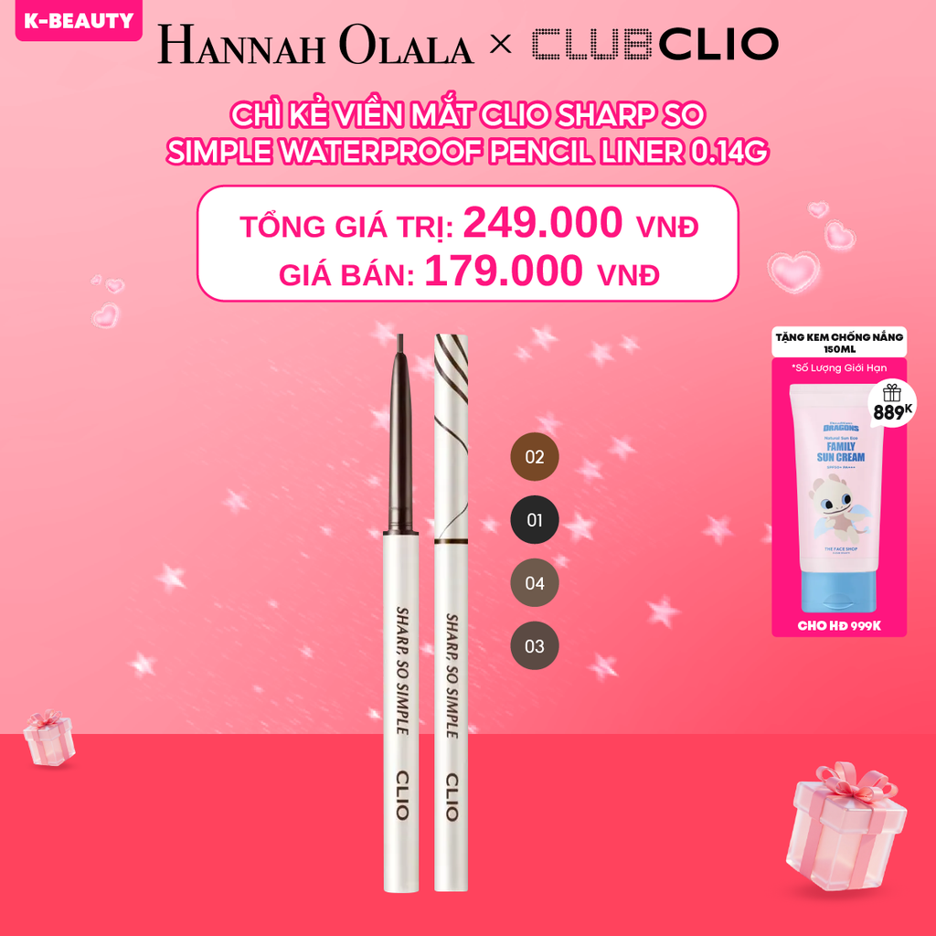  DEAL 11: CHÌ KẺ VIỀN MẮT CLIO SHARP SO SIMPLE WATERPROOF PENCIL LINER 0.14G 