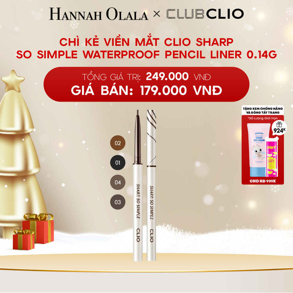  A809_DEAL 10: CHÌ KẺ VIỀN MẮT CLIO SHARP SO SIMPLE WATERPROOF PENCIL LINER 0.14G 