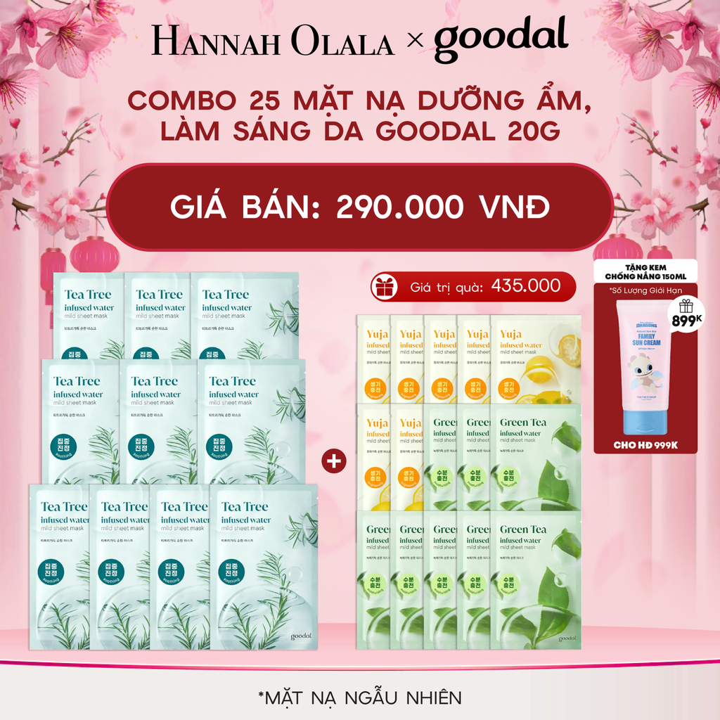 DEAL 2: COMBO 25 MẶT NẠ DƯỠNG ẨM, LÀM SÁNG DA GOODAL 20G 