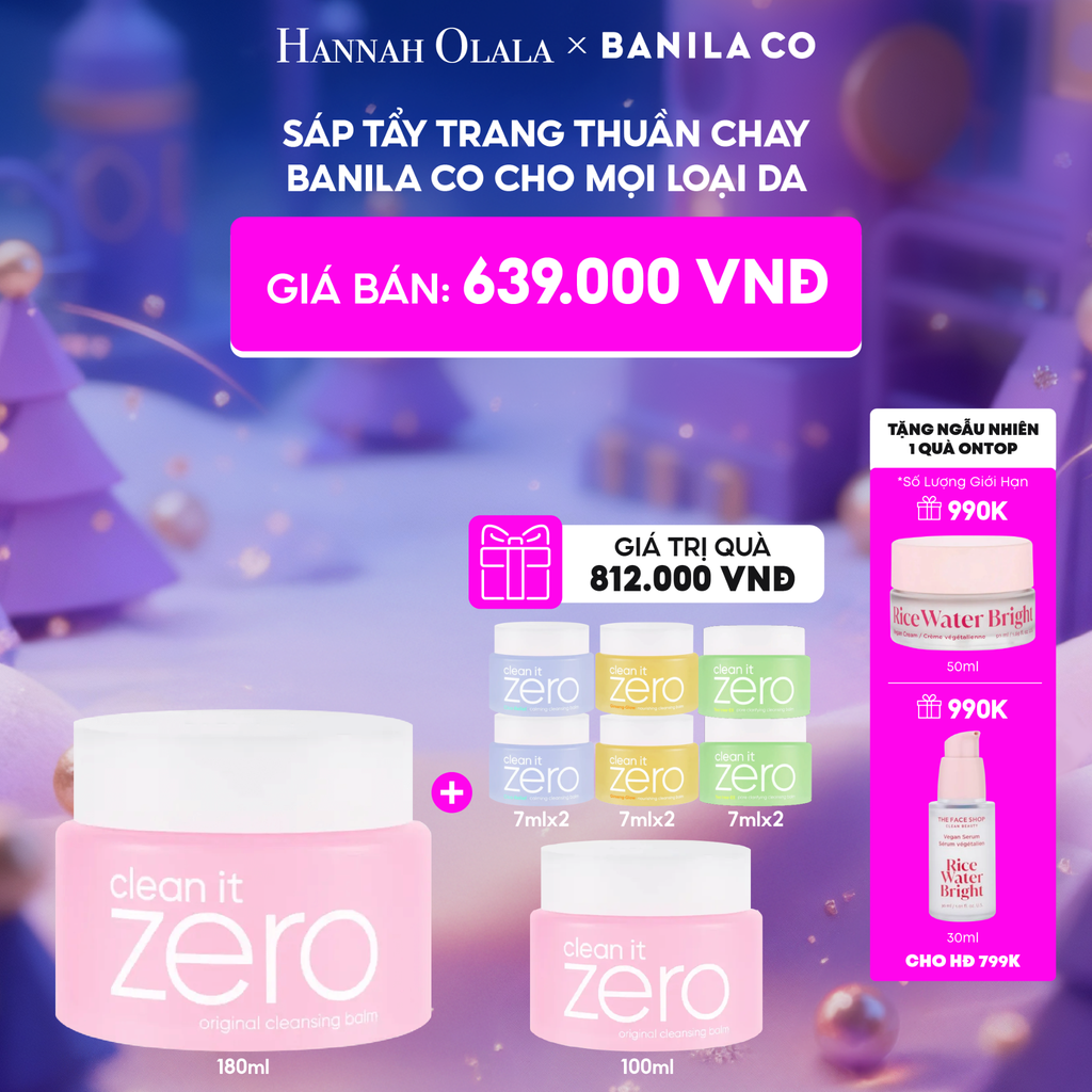  E23_DEAL 1: SÁP TẨY TRANG THUẦN CHAY BANILA CO CHO MỌI LOẠI DA 180ML 