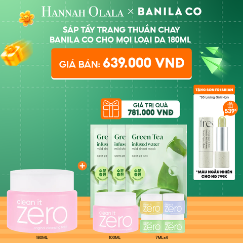  C35_DEAL 1: SÁP TẨY TRANG THUẦN CHAY BANILA CO CHO MỌI LOẠI DA 180ML 